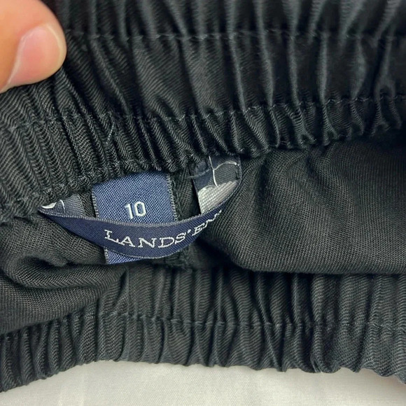 Lands’End New Women’s 10 Black WXR Woven Soft Pant Pockets Elastic Waist Pant - Picture 4 of 8
